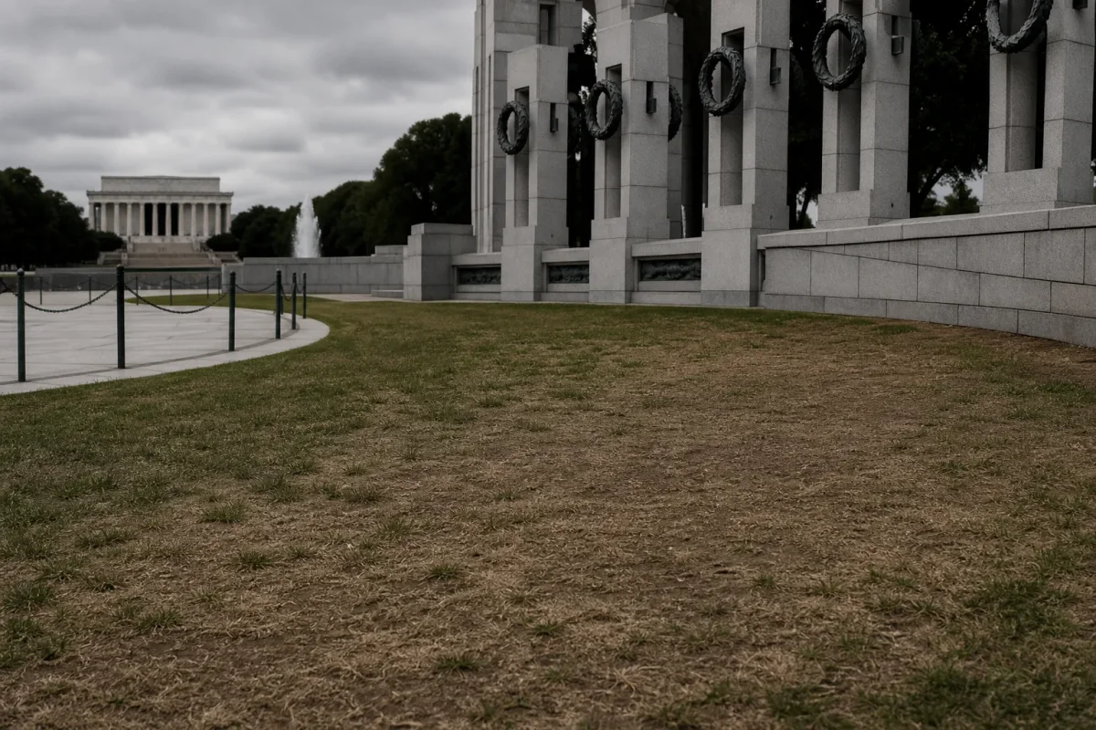 Trump Blames Vandals for Dead Grass Near World War II Memorial After July 4 Event